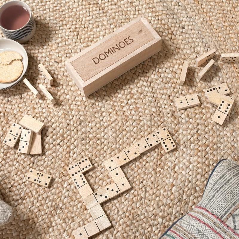 greige Wooden Dominoes Set