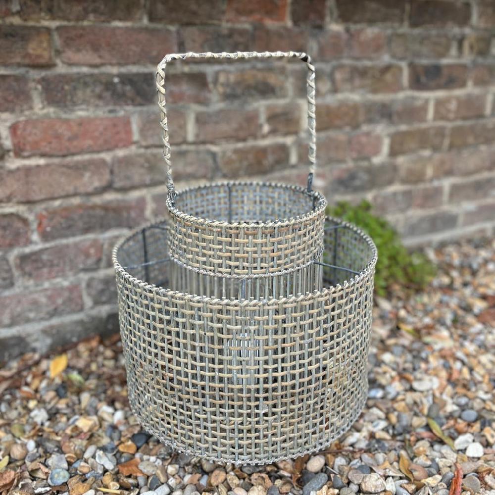 Greige Woven Bamboo Lantern