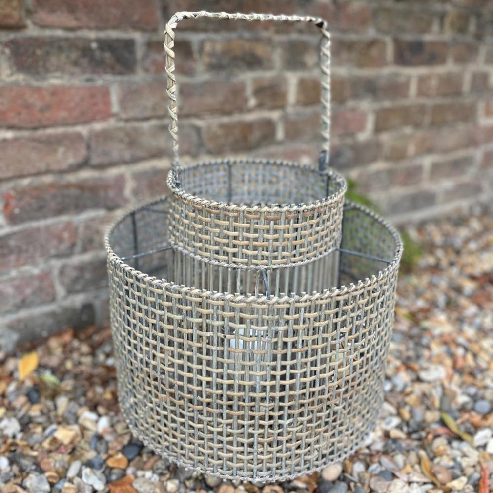 Greige Woven Bamboo Lantern