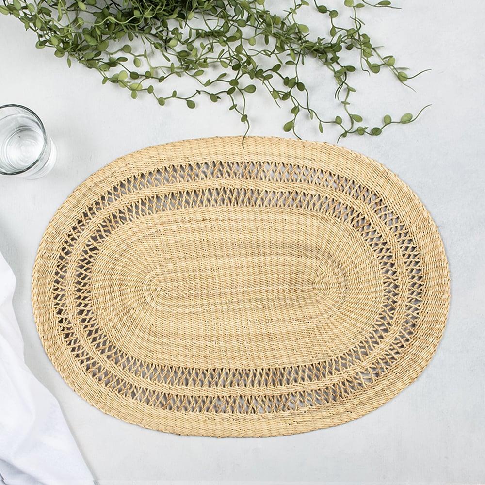 Greige Woven Oval Placemat