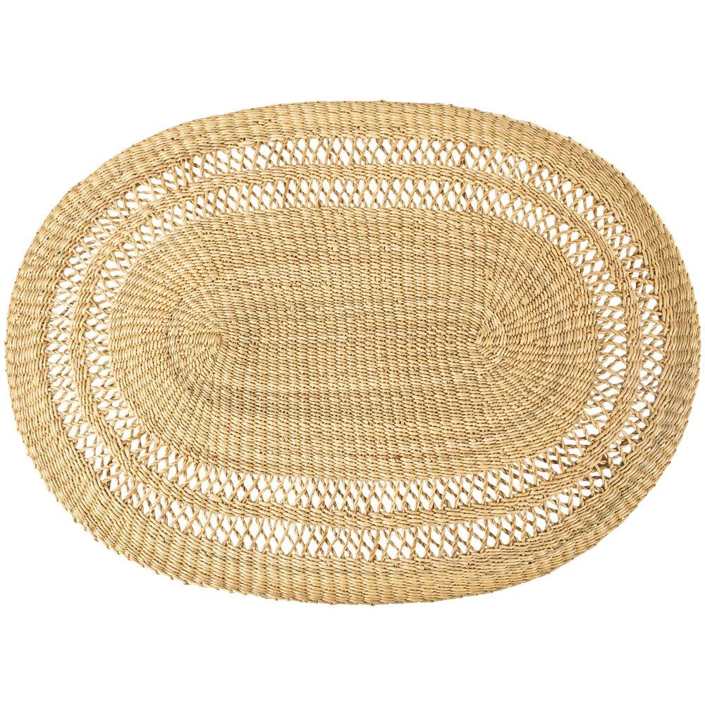 Greige Woven Oval Placemat