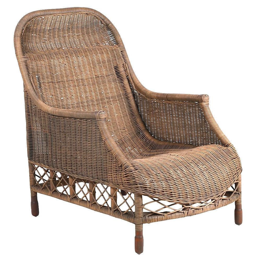 Greige Woven Rattan Armchair