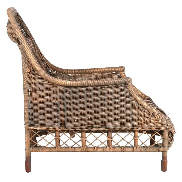 Greige Woven Rattan Armchair