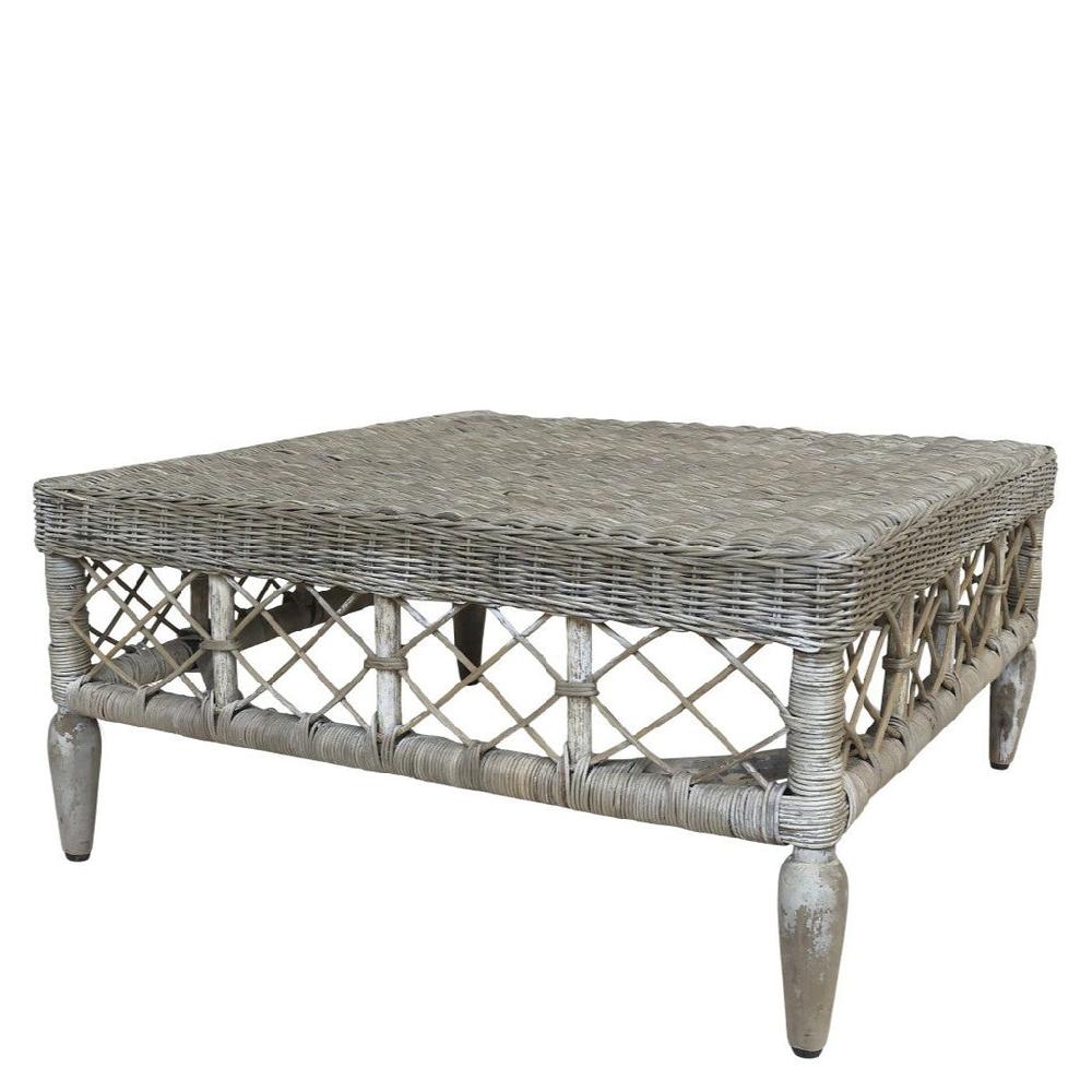 greige Woven Rattan Coffee or Side Table