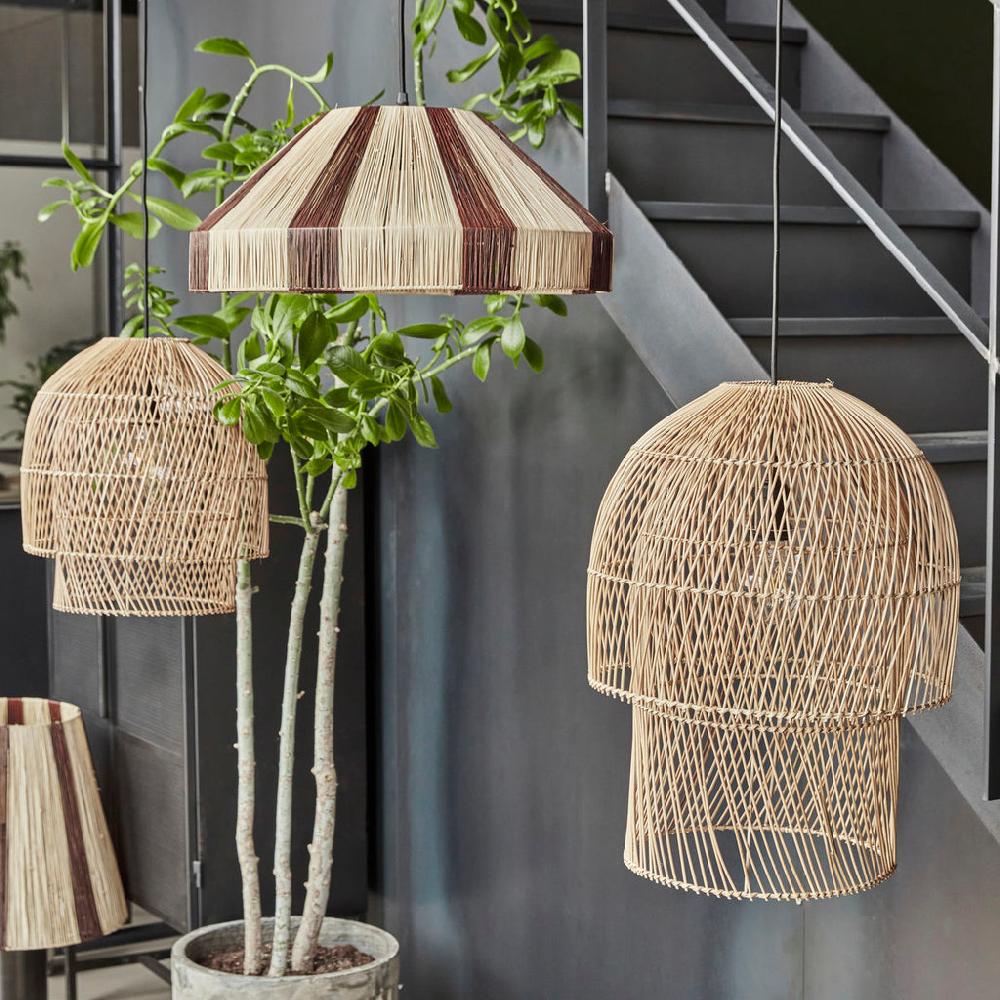 Greige Woven Rattan Lampshade