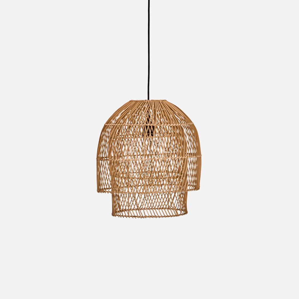 greige Woven Rattan Lampshade