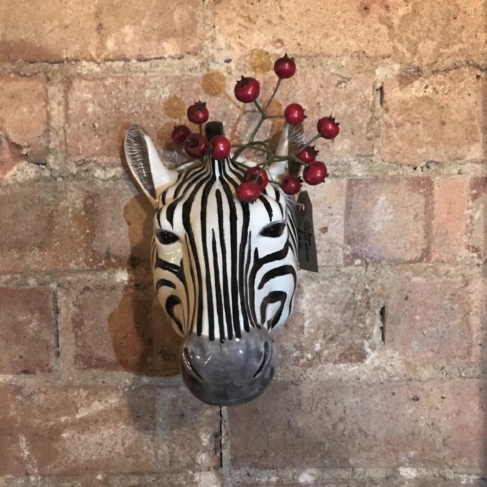 greige Zebra Wall Vase by Quail Ceramics