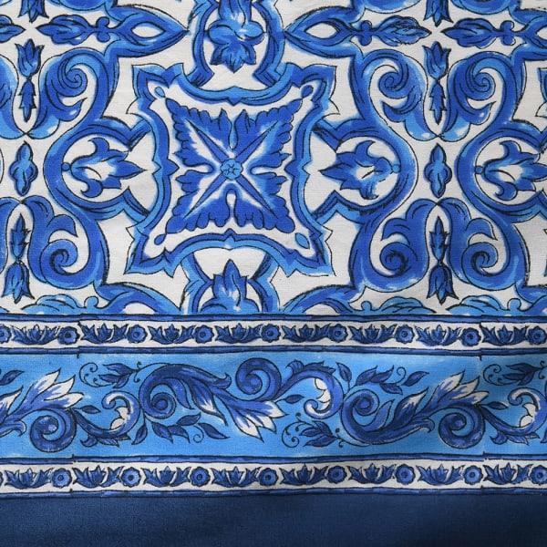 Greige Hand Block Print Fira Tablecloth - 226 X 160 Cm