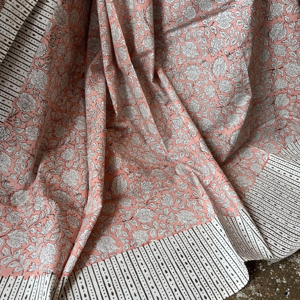 greige Hand Block Printed Cotton Tablecloth - Florian Rosa - Olsson & Jensen