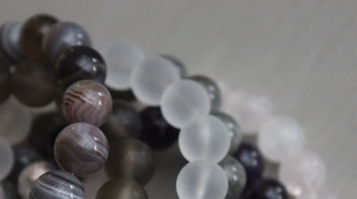 Greige Hand-made Semi Precious Stone Stacking Bracelet