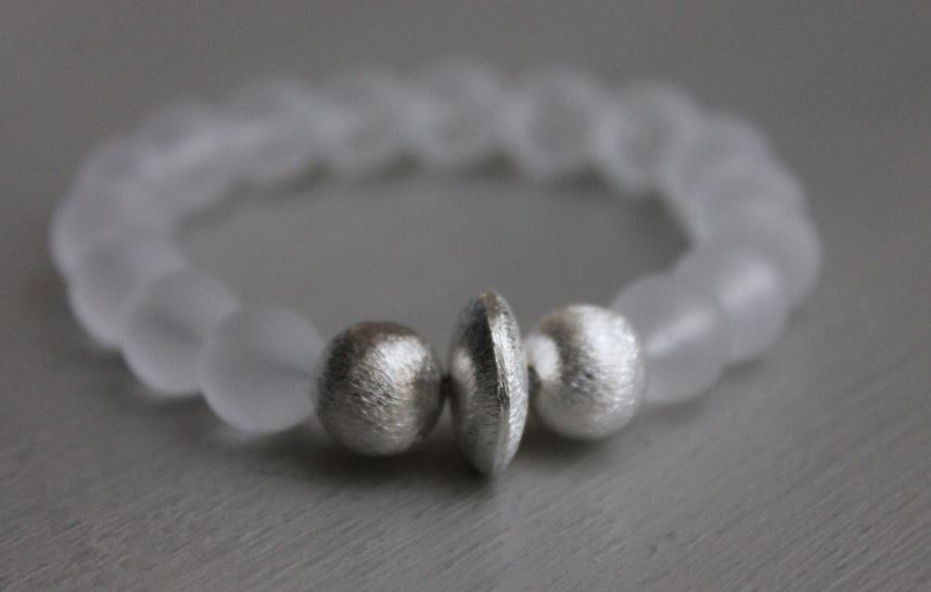 Greige Hand-made Semi Precious Stone Stacking Bracelet