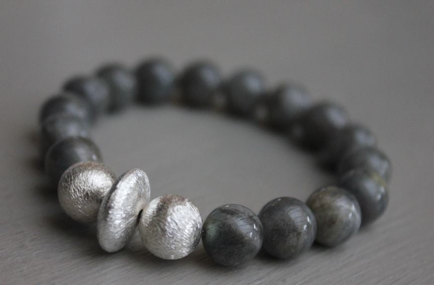 Greige Hand-made Semi Precious Stone Stacking Bracelet