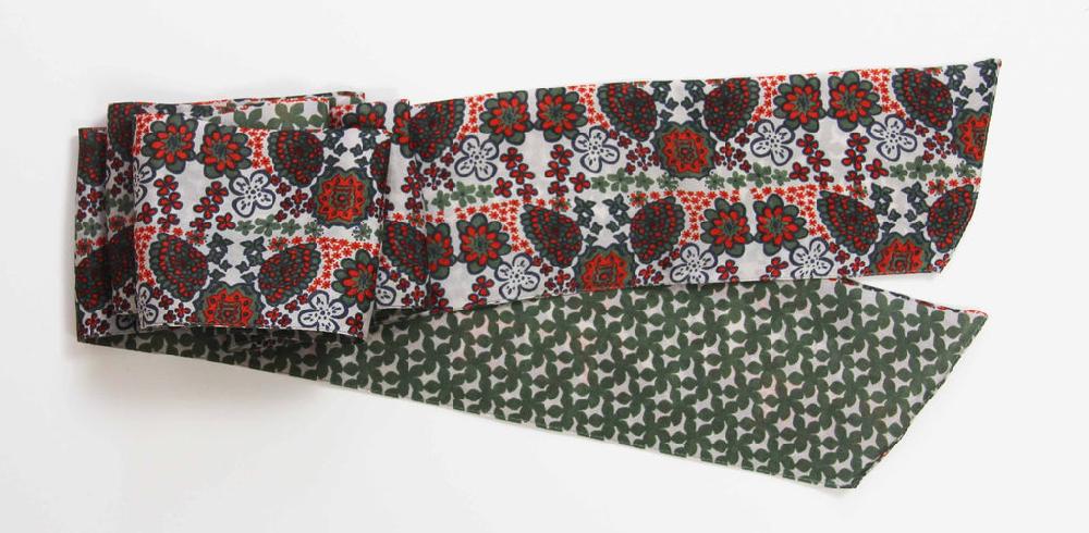 Greige Hand-Printed Silk Bandeau Scarf In Tin - Morea Orange