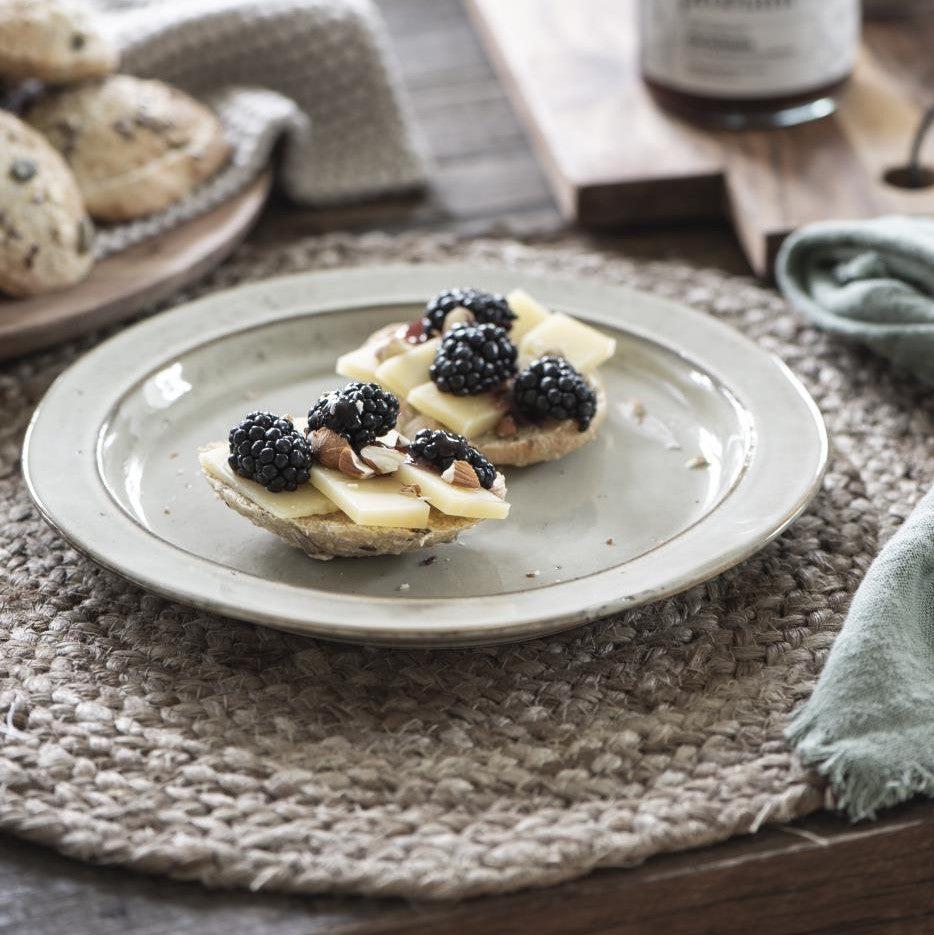 Greige Handmade Jute Round Placemat - Natural Or Petrol Blue - Set Of 4