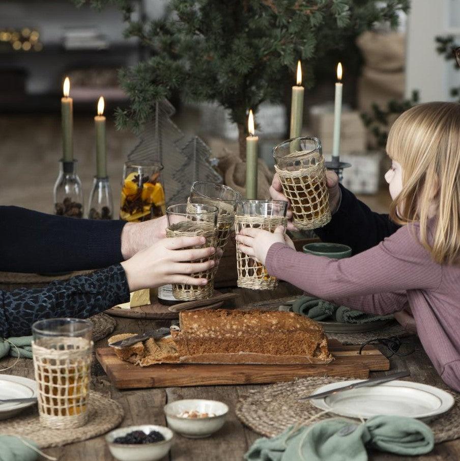 Greige Handmade Jute Round Placemat - Natural Or Petrol Blue - Set Of 4