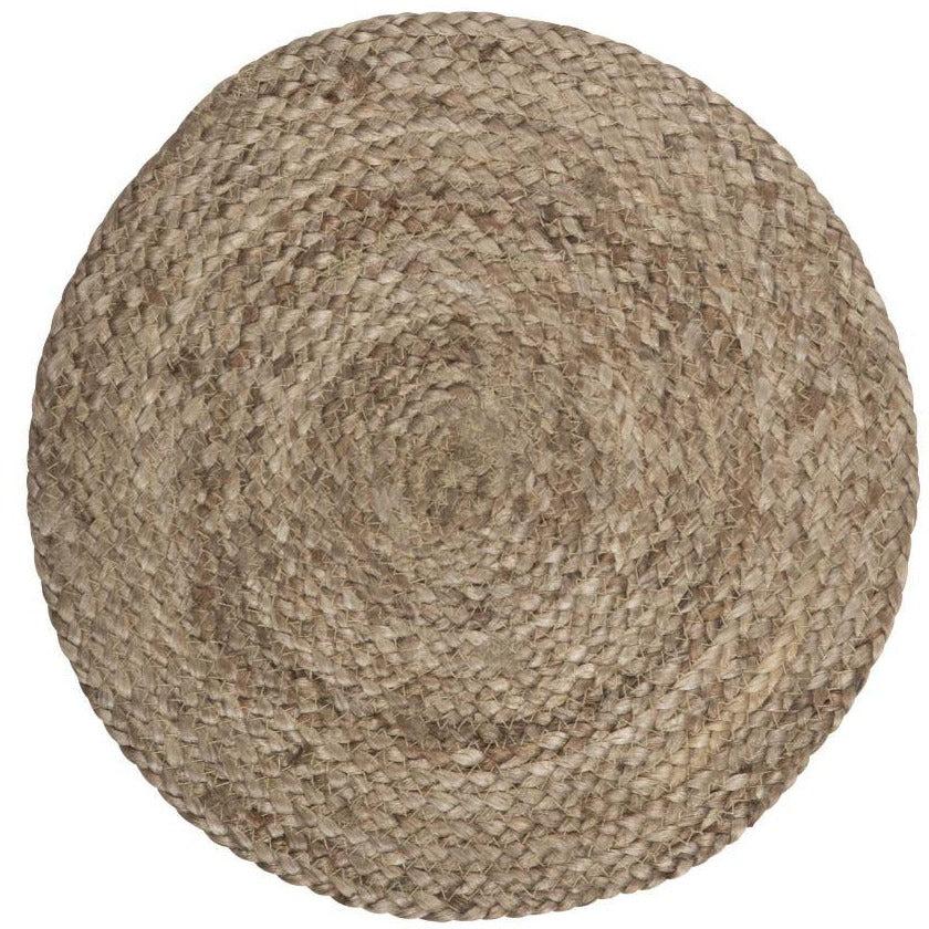 greige Handmade Jute Round Placemat - Natural or Petrol Blue - Set of 4