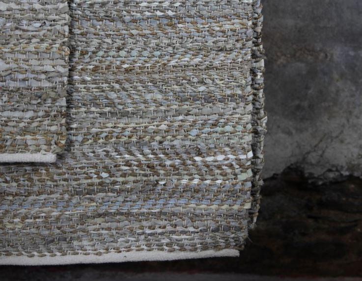 Greige Handmade Leather And Hemp Rug - Bound Edge - Two Sizes