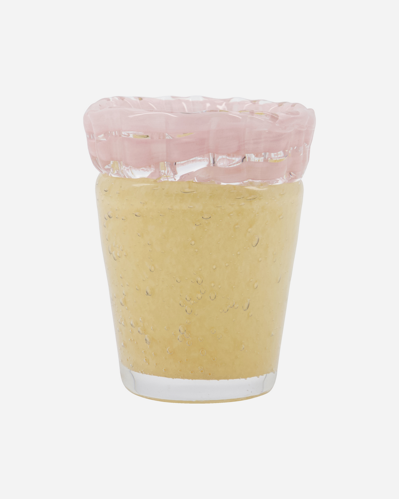 Greige Handmade Small Glass Vase - Kupla - Beige With Pink - Two Size Options