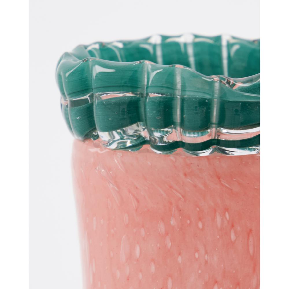 Greige Handmade Small Glass Vase - Kupla - Rose With Green - Two Size Options