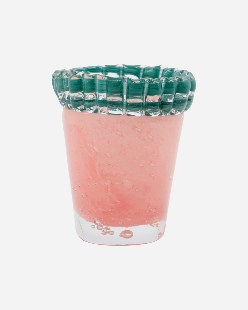 Greige Handmade Small Glass Vase - Kupla - Rose With Green - Two Size Options