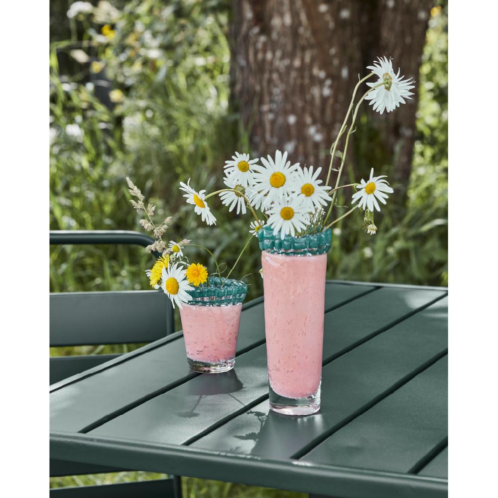 greige Handmade Small Glass Vase - Kupla - Rose with Green - Two Size Options