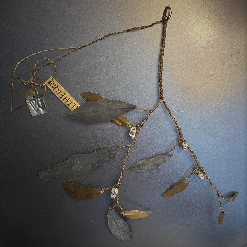 Greige Hanging Brass And Zinc Mistletoe Spray - Walther & Co