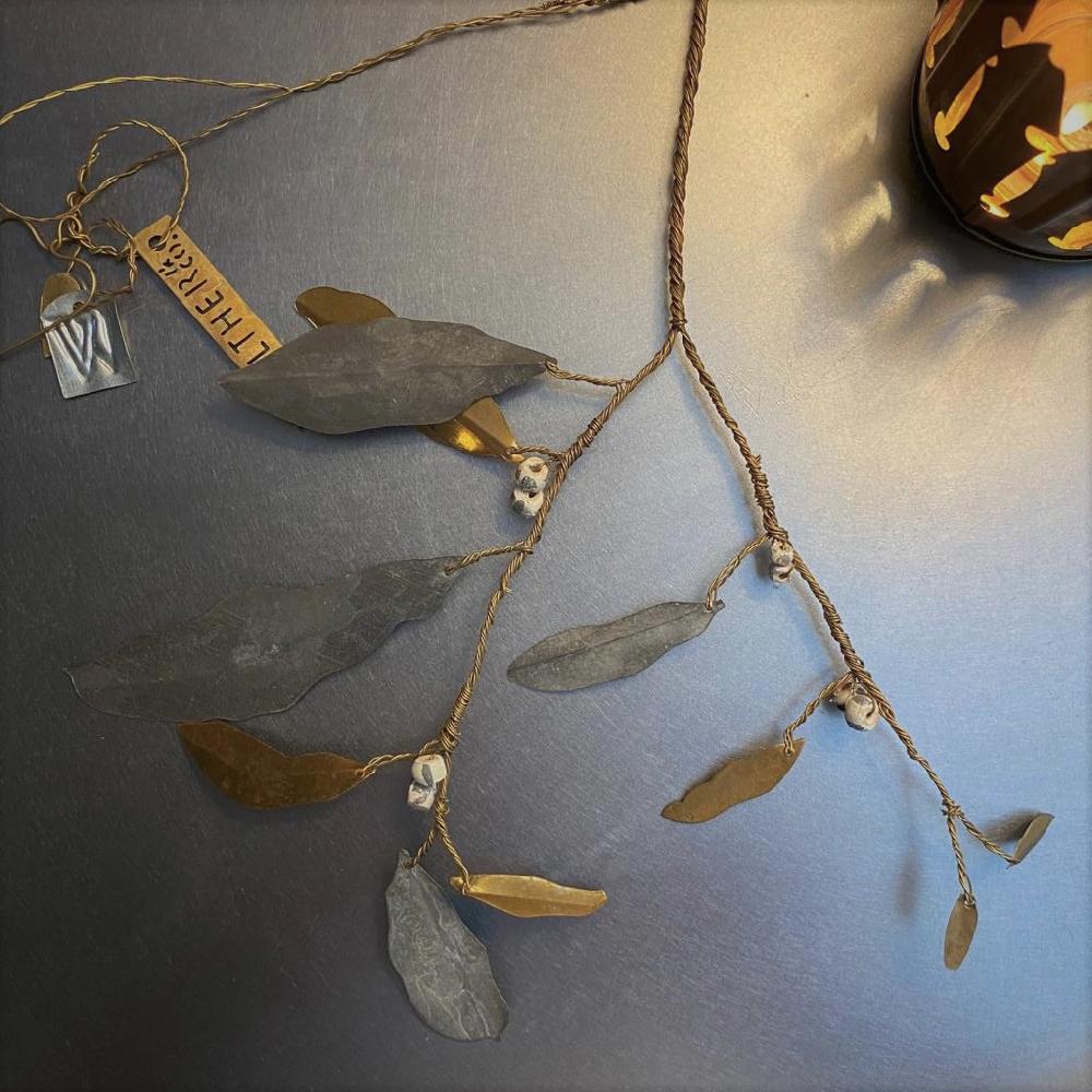 greige Hanging Brass and Zinc Mistletoe Spray - Walther & Co