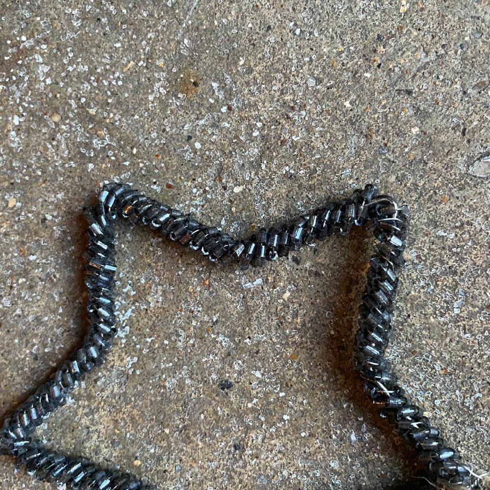 Greige Hanging Dark Grey Sparkle Beaded Star Decoration - 10cm - Walther & Co