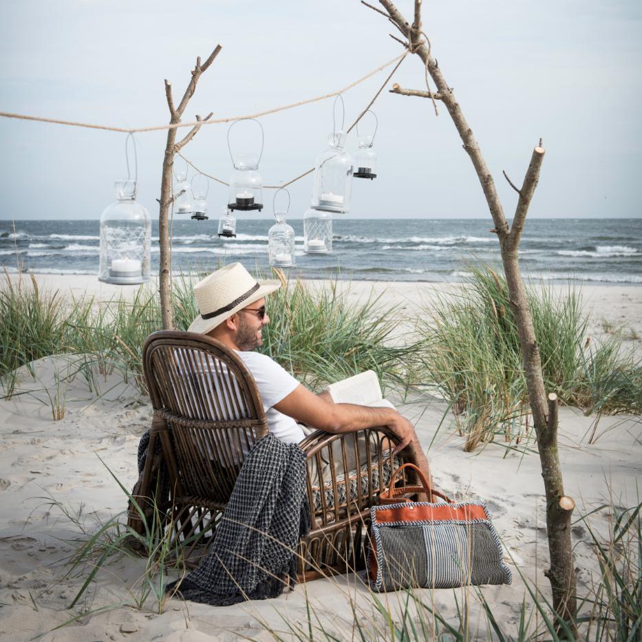 Greige Hanging Etched Glass Bottle Tealight Lanterns - Small