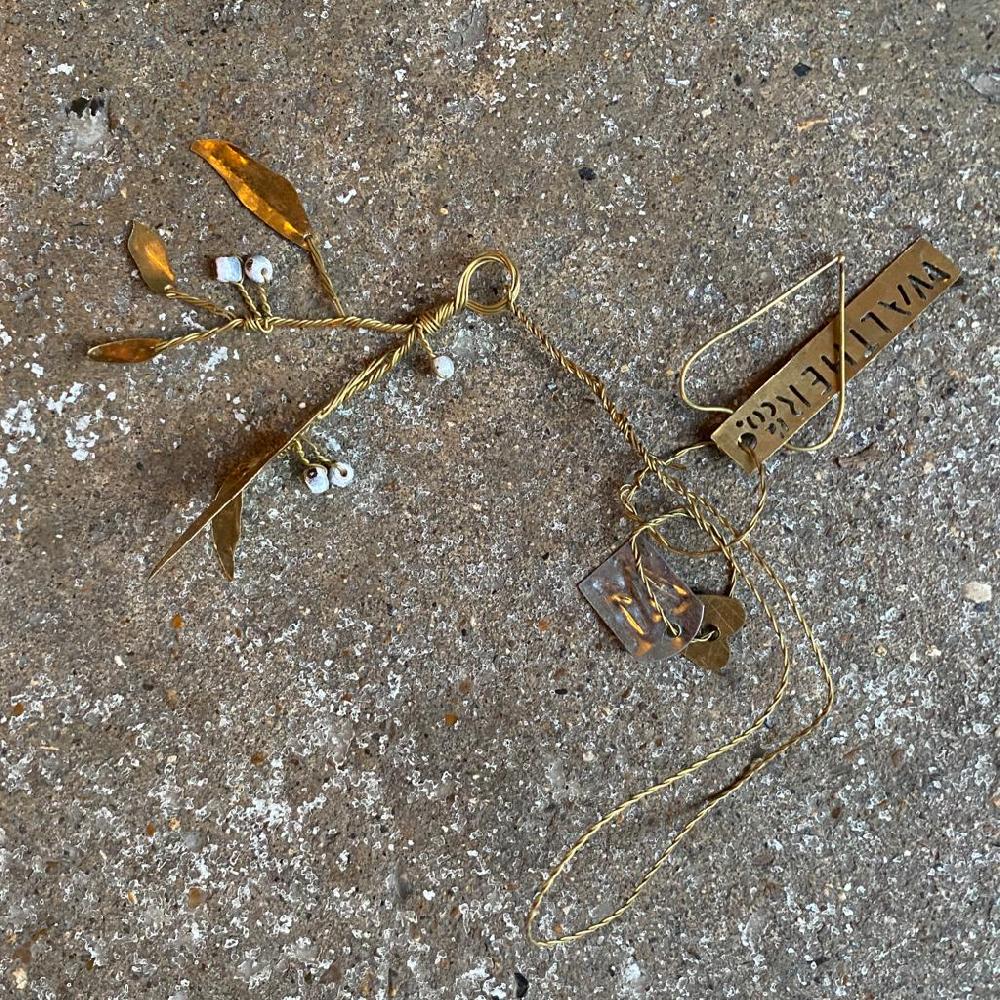 Greige Hanging Mini Brass Mistletoe Spray - Walther & Co