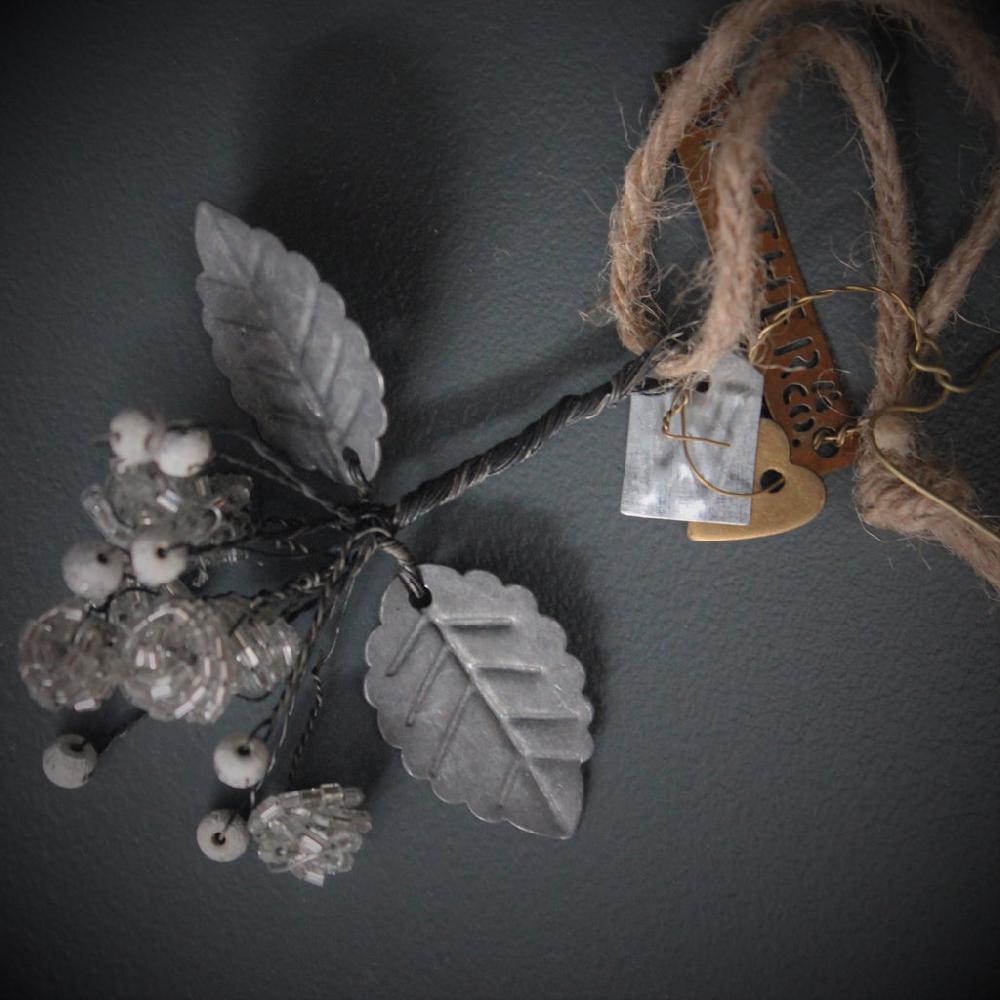 greige Hanging Pearl & Bead Berries Branch by Walther & Co Denmark