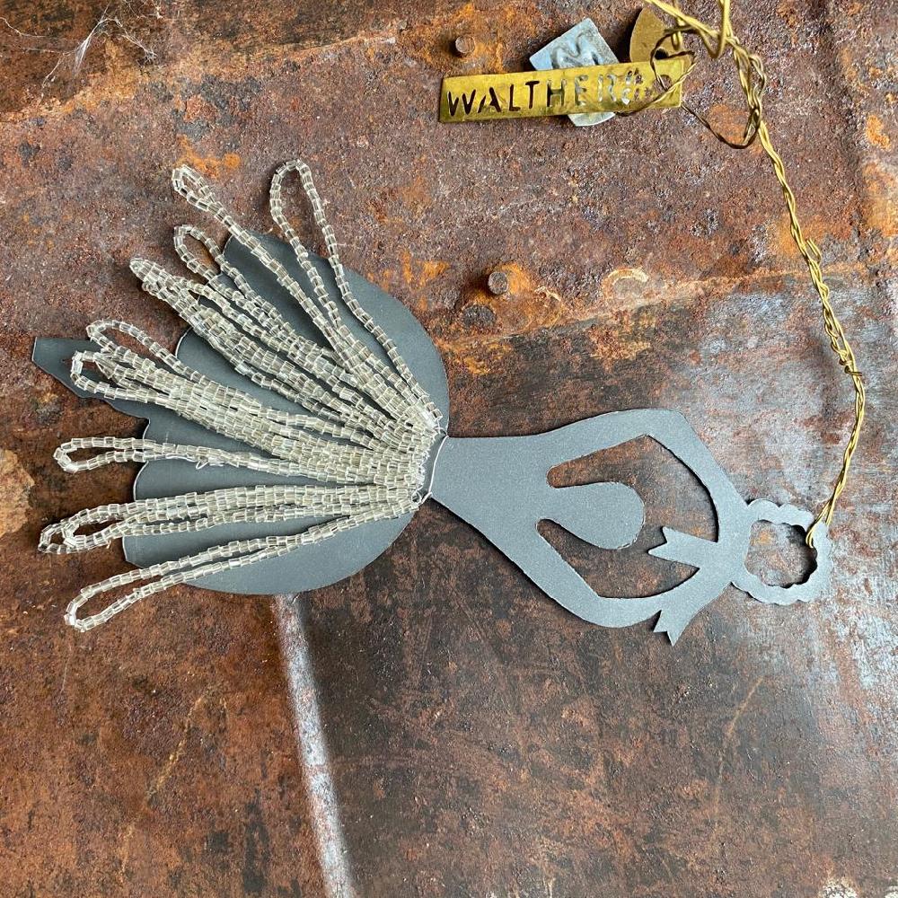 Greige Hanging Zinc Ballerina With Beaded Skirt - Walther & Co