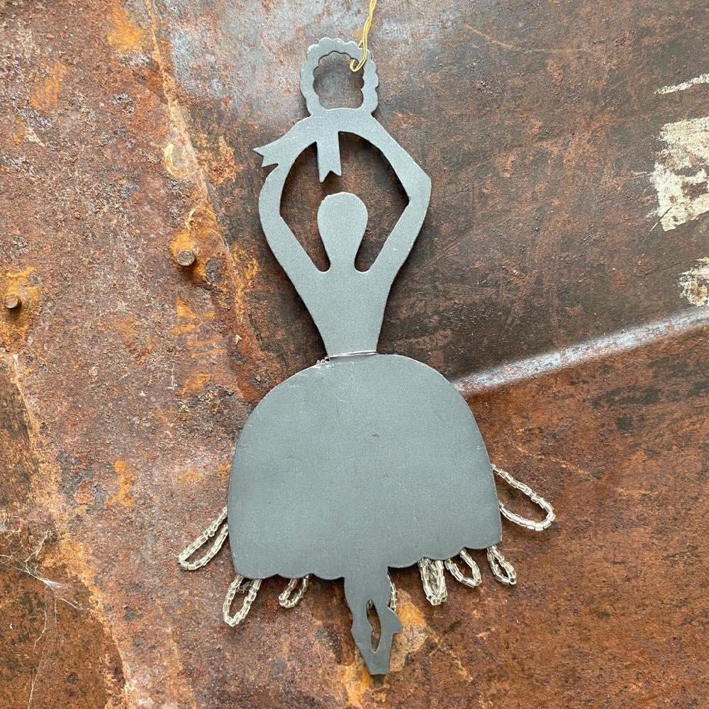 Greige Hanging Zinc Ballerina With Beaded Skirt - Walther & Co