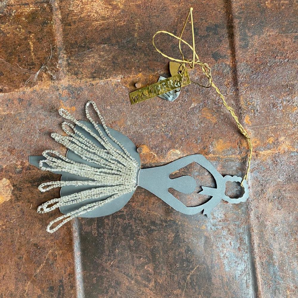 greige Hanging Zinc Ballerina with Beaded Skirt - Walther & Co