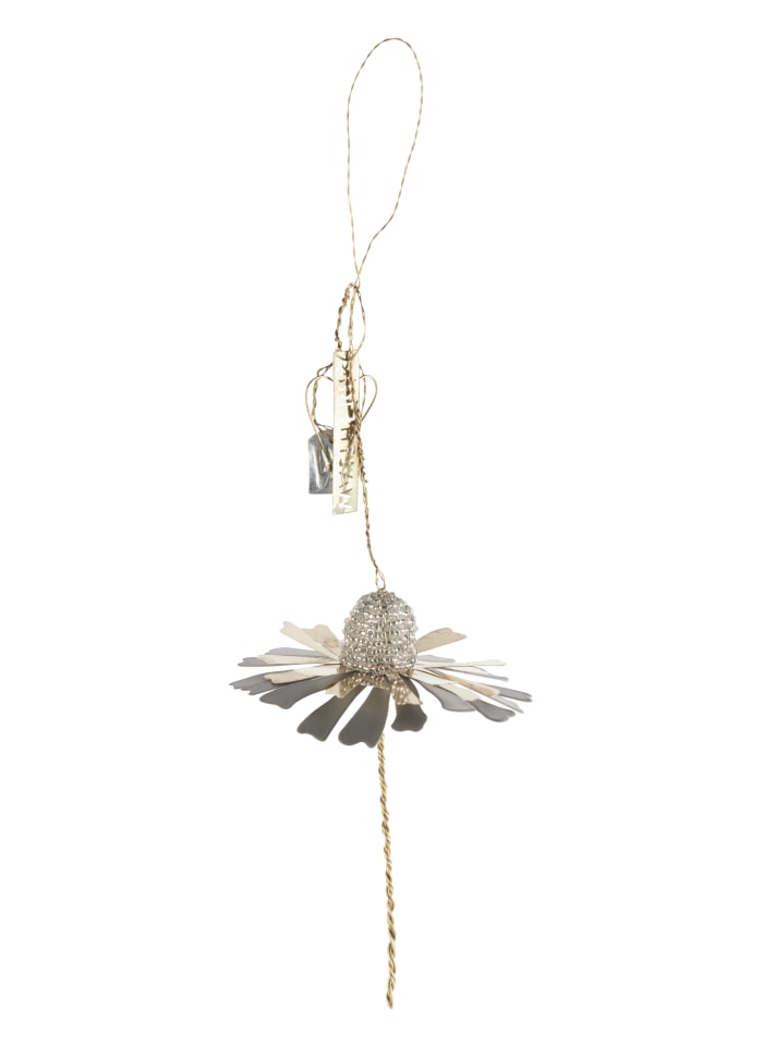 Greige Hanging Zinc Brass & Silver Bead Flower Decoration - Walther & Co