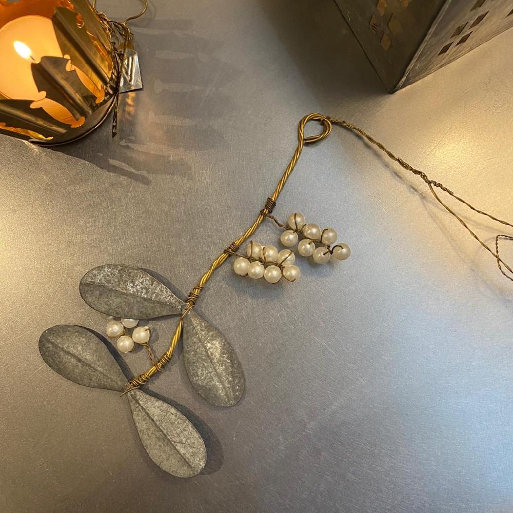 greige Hanging Zinc Snowberry Branch by Walther & Co Denmark