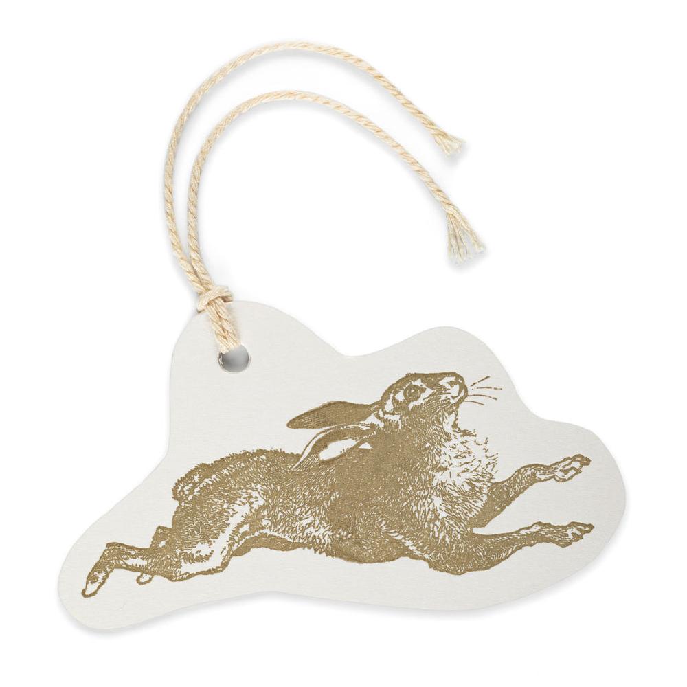 greige Hare Gift Tag - Letterpress Printed - Pack of Three