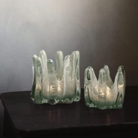 Greige Helix Tealight Holder - Moss Green - Two Size Options - Olsson And Jensen