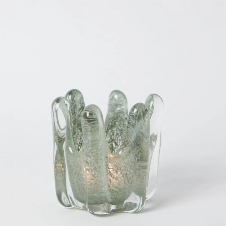 greige Helix Tealight Holder - Moss Green - Two Size Options - Olsson and Jensen