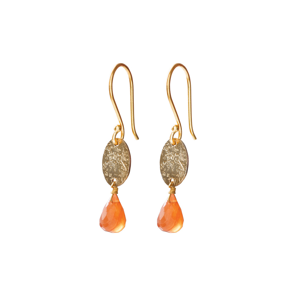 Greige Hopeful Carnelian Gold Plated Earrings - A Beautiful Story