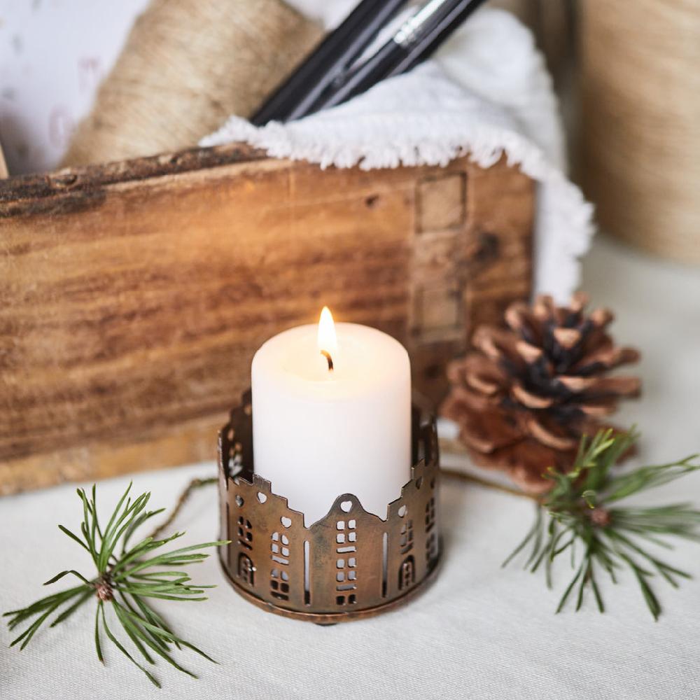 greige Houses Tealight Holder - Antique Brass or Antique Zinc