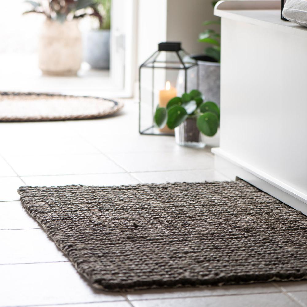 greige Jute Doormat with Rubber Backing - Earth Brown