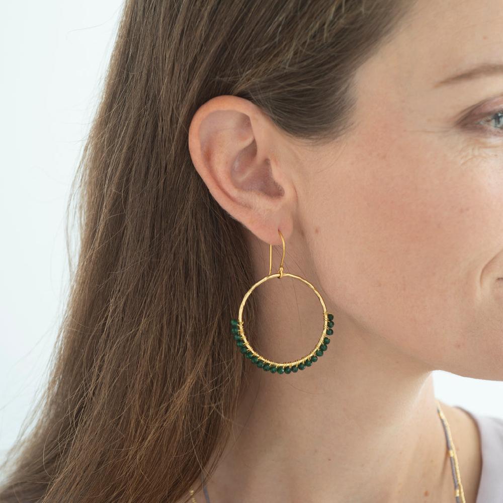 Greige Kindness Aventurine Gold Plated Earrings - A Beautiful Story