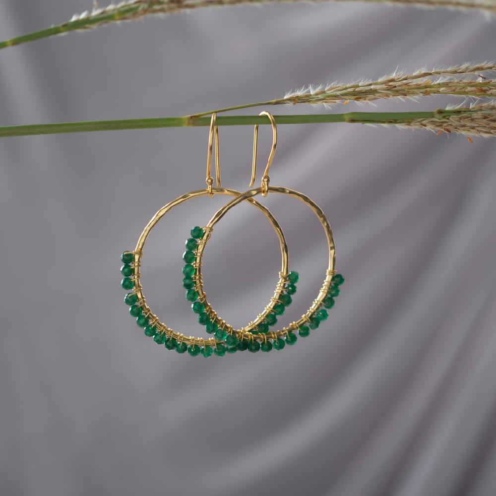 greige Kindness Aventurine Gold Plated Earrings - A Beautiful Story