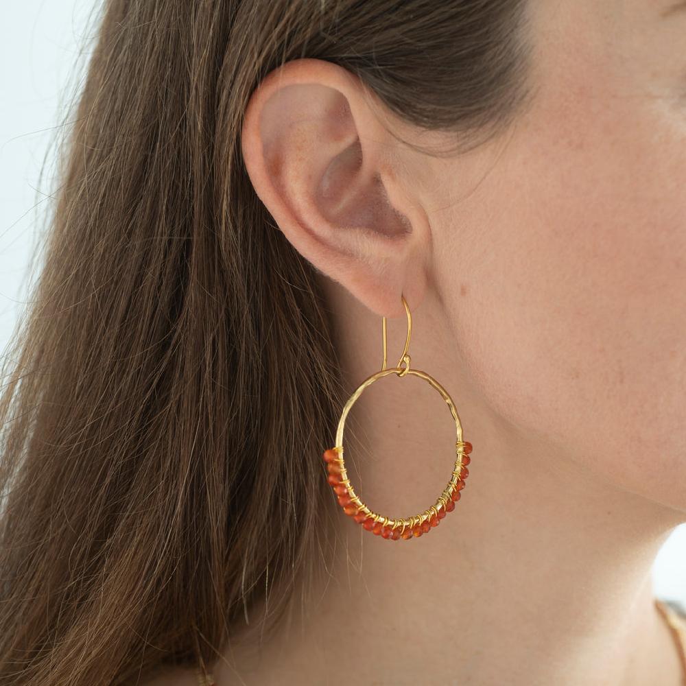 Greige Kindness Carnelian Gold Plated Earrings - A Beautiful Story