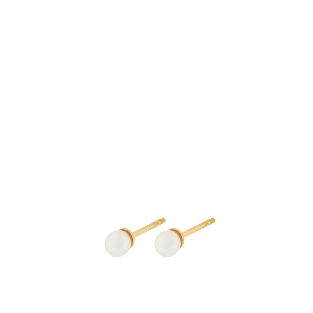 greige Lagoon Pearl Stud Earrings - Gold - Pernille Corydon