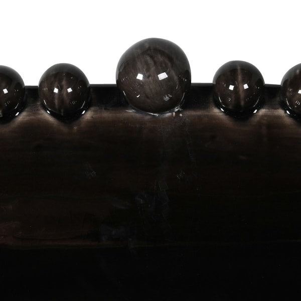 Greige Large Charcoal Oval Ceramic Bowl With Bobbles On Rim