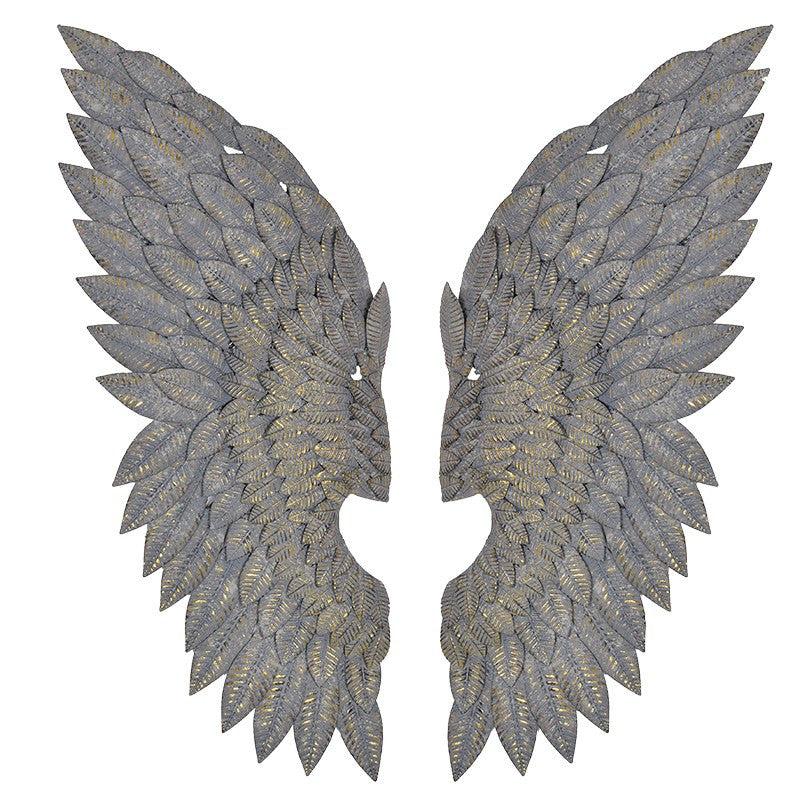 Greige Large Gilt Angel Wings With A Grey Wash Finish