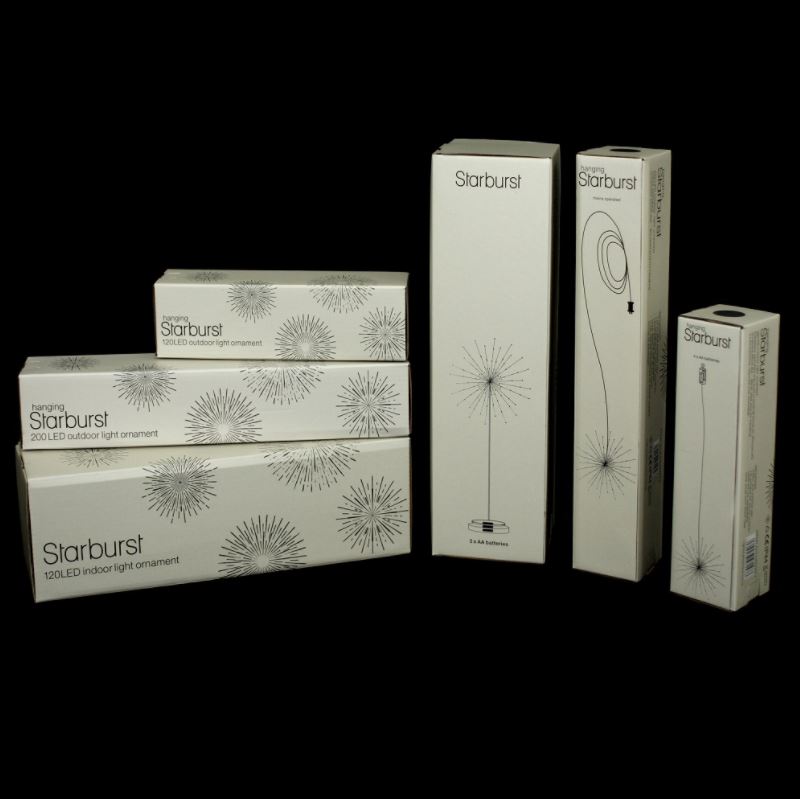 Greige Large Hanging Starburst LED Light Decoration - Silver Or Copper - Mains Operated