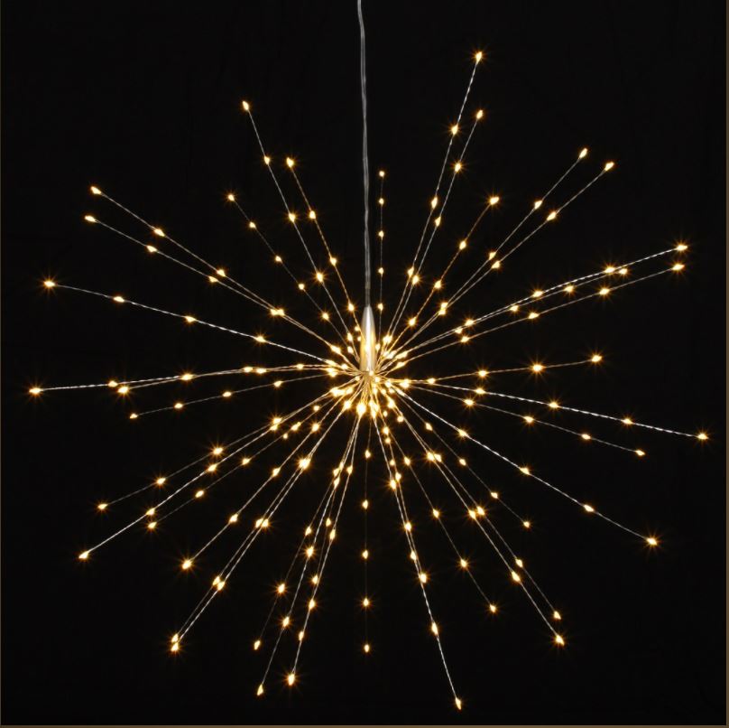 Greige Large Hanging Starburst LED Light Decoration - Silver Or Copper - Mains Operated
